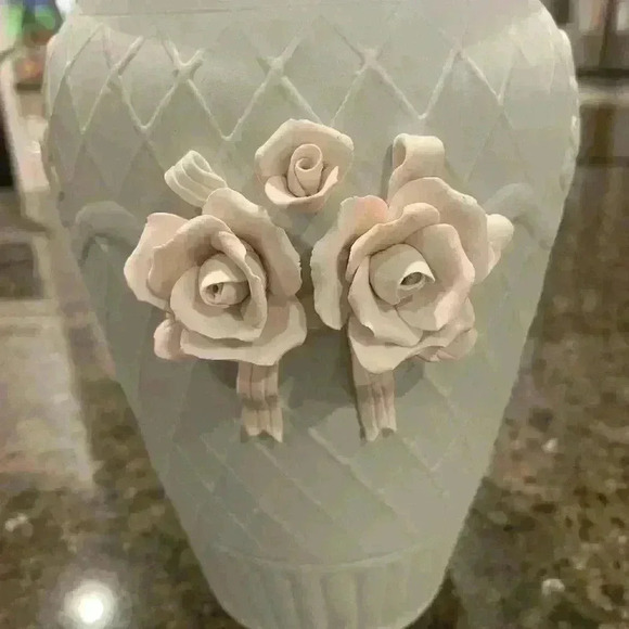 Light Blue Vase with White Flowers - Picture 6 of 7